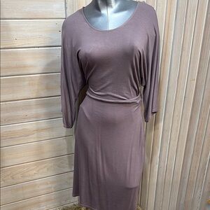 Annabelle Purplish Gray Midi Dress with Scoop Neck